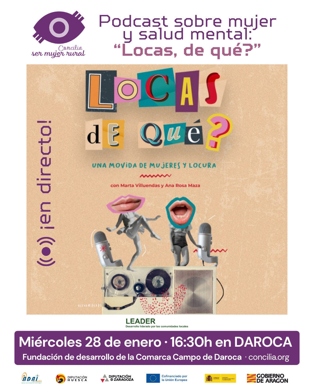 Vive en directo el podcast "Locas ¿de qué?", en Daroca