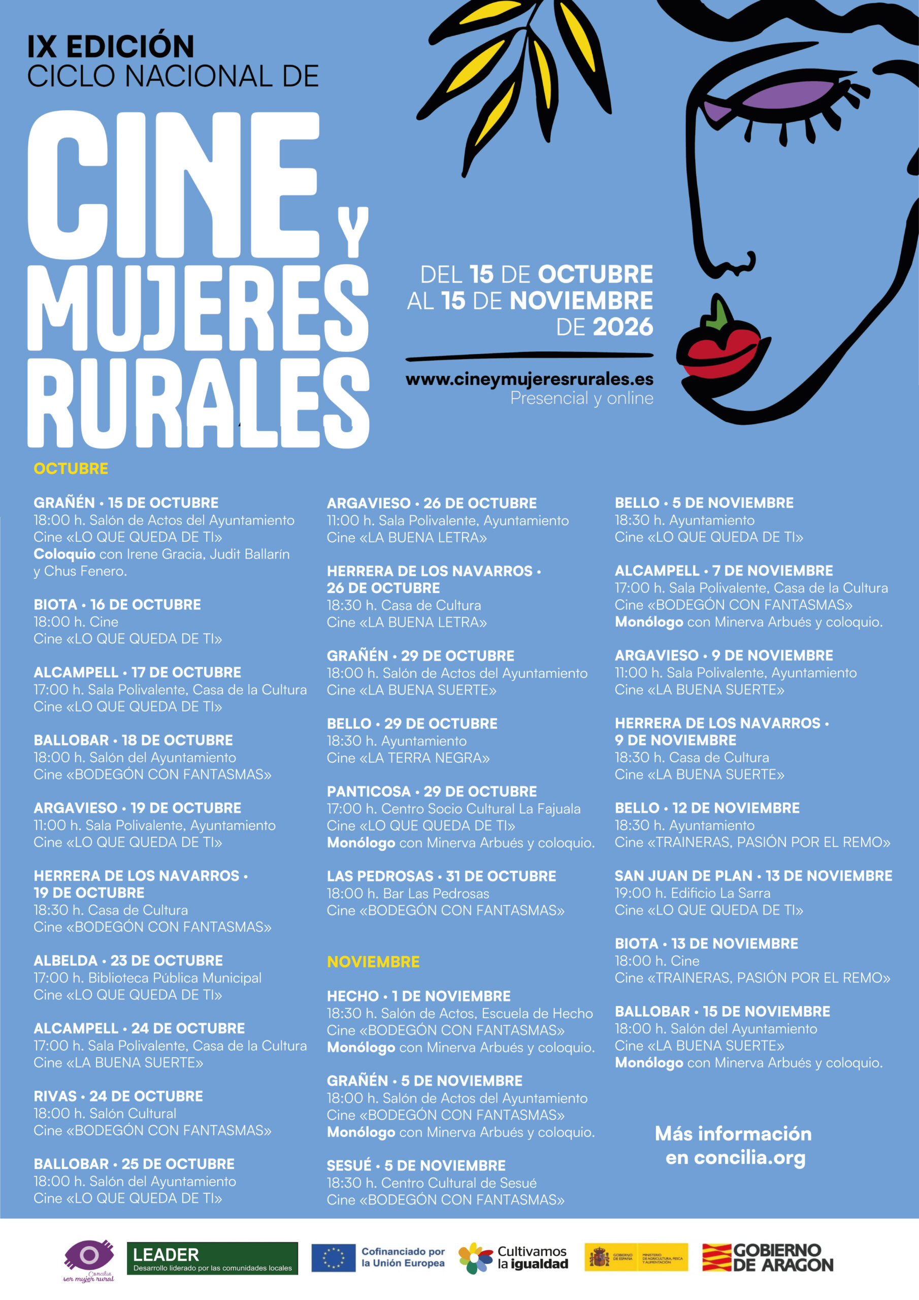 "Concilia, ser mujer rural" colabora un año más con IX Ciclo Nacional de Cine y Mujeres Rurales